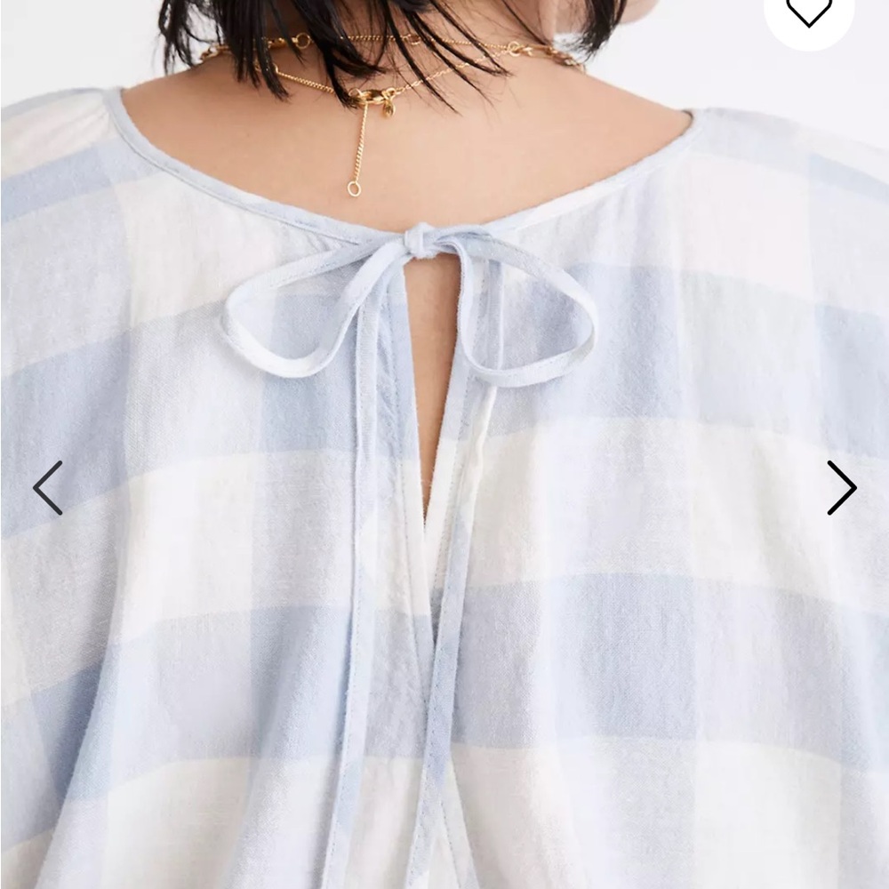 EUC Madewell linen-blend skirt set in blue/white gingham, size 3X - Picture 4 of 6